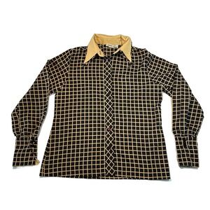 CONTESSA MONIQUE Florence Alper Splendid 70s Vintage Blouse Size 16 Plaid